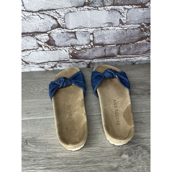 Jack Rogers Blue Denim Slide Knotted Bow Casual Sandals Women’s Sz 8.5M US/39EU - Picture 13 of 16